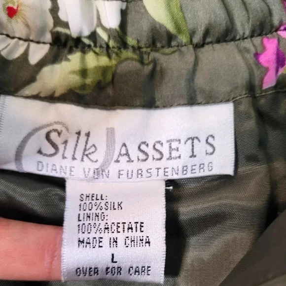 DIANE VON FURSTENBERG SILK green quiet luxury sophisticated career Maxi Skirt L - Picture 4 of 9